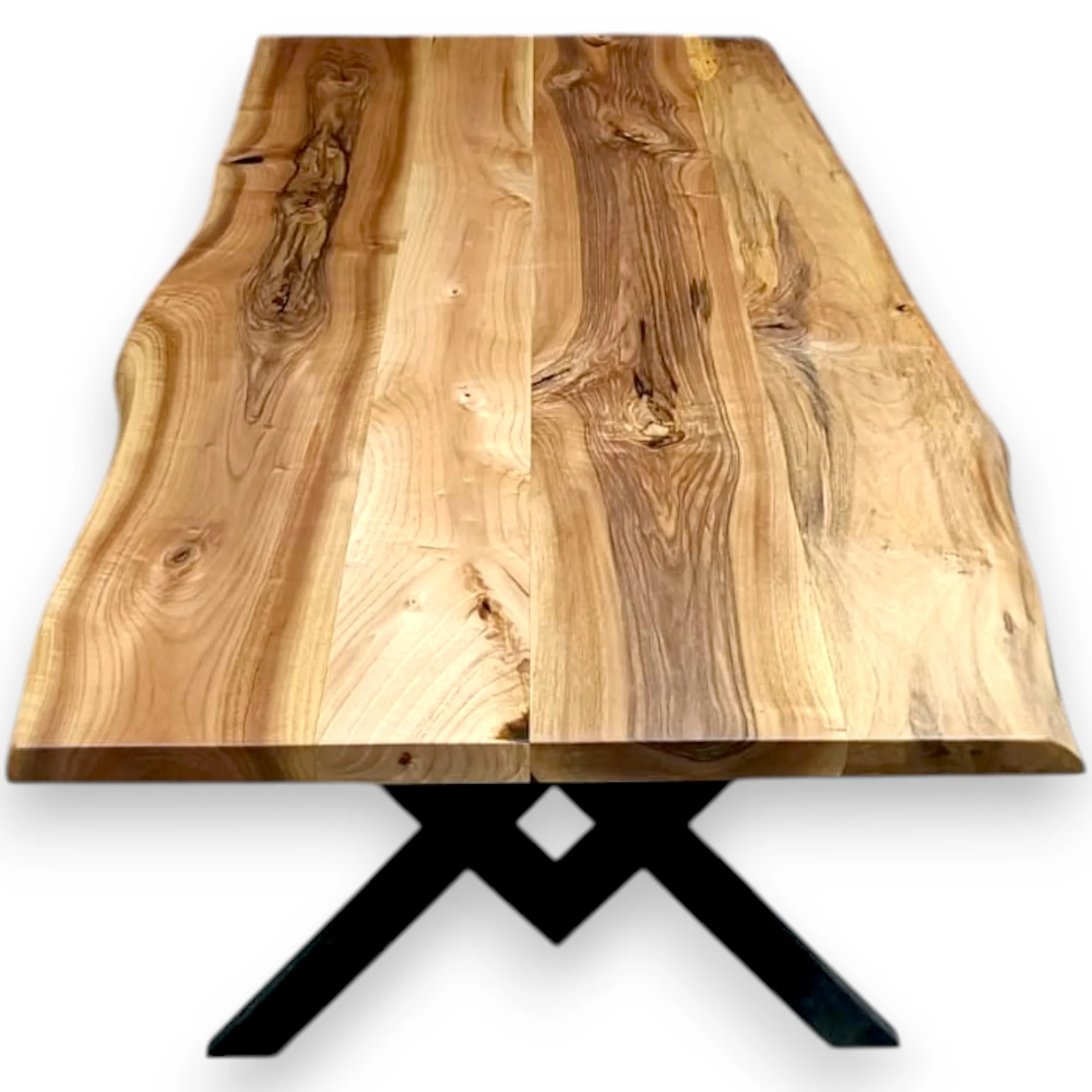 End profile of walnut live edge tabletop