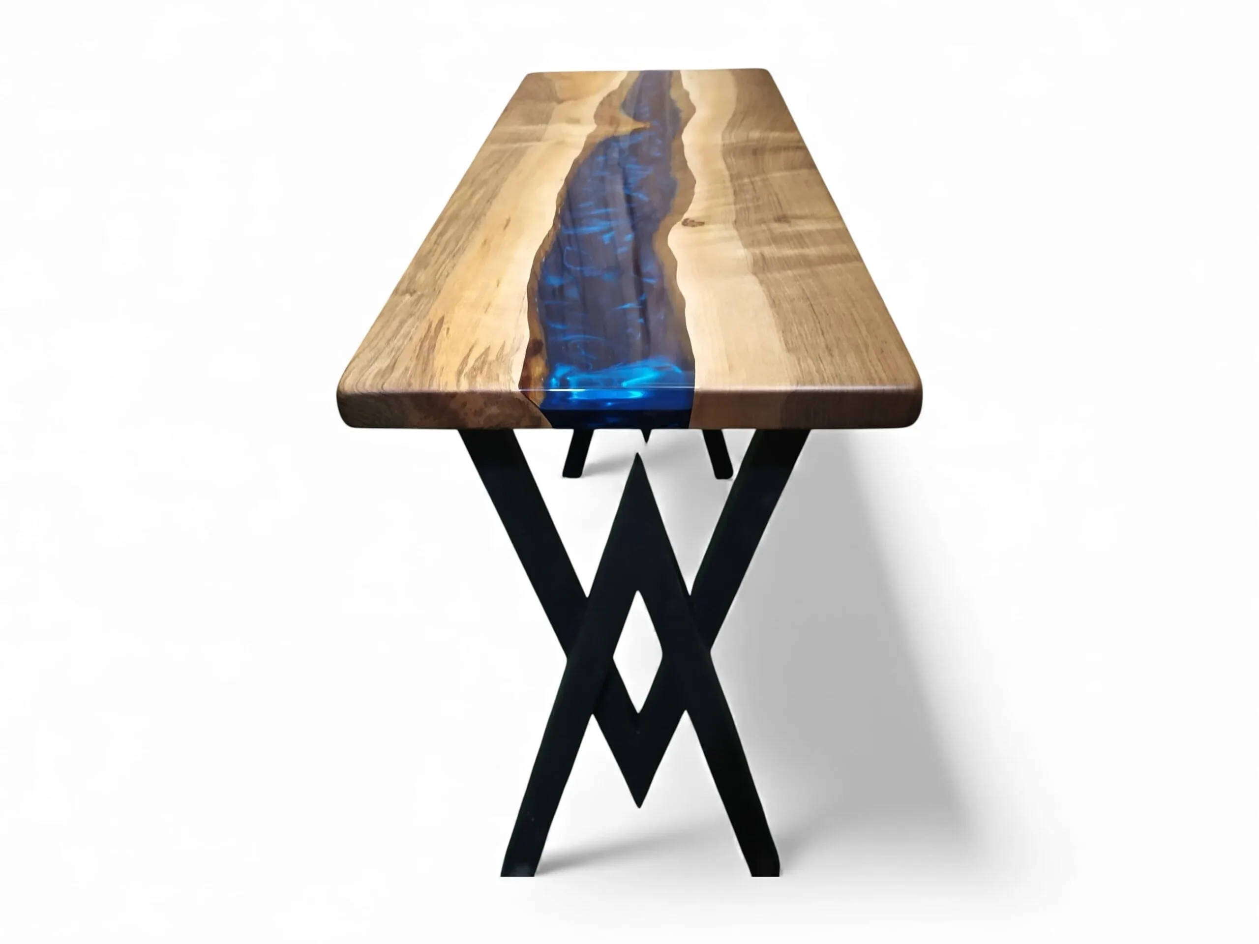 Bespoke navy blue epoxy console table