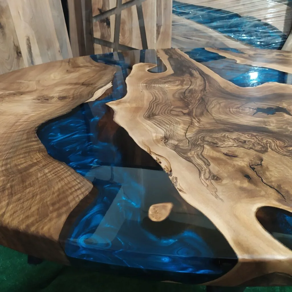 Navy Blue Epoxy Dining Table Detail