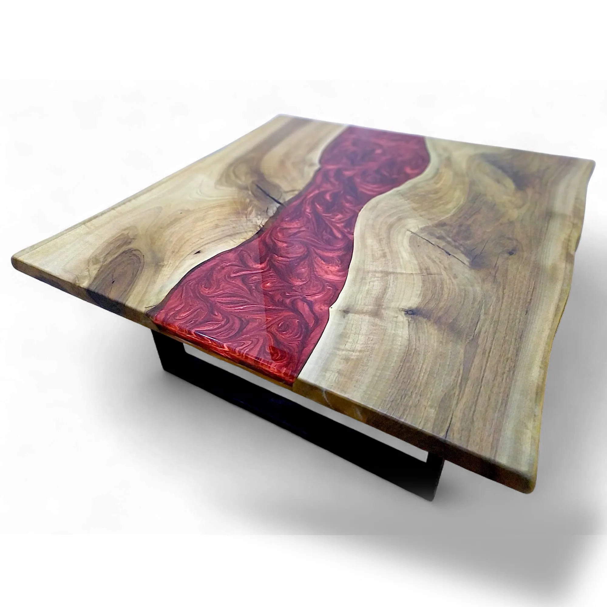 custom size square epoxy river coffee table walnut wood