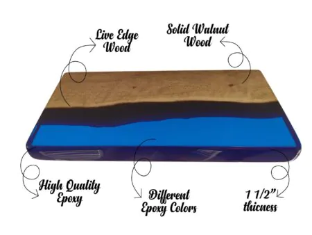 Transparent epoxy walnut shelf