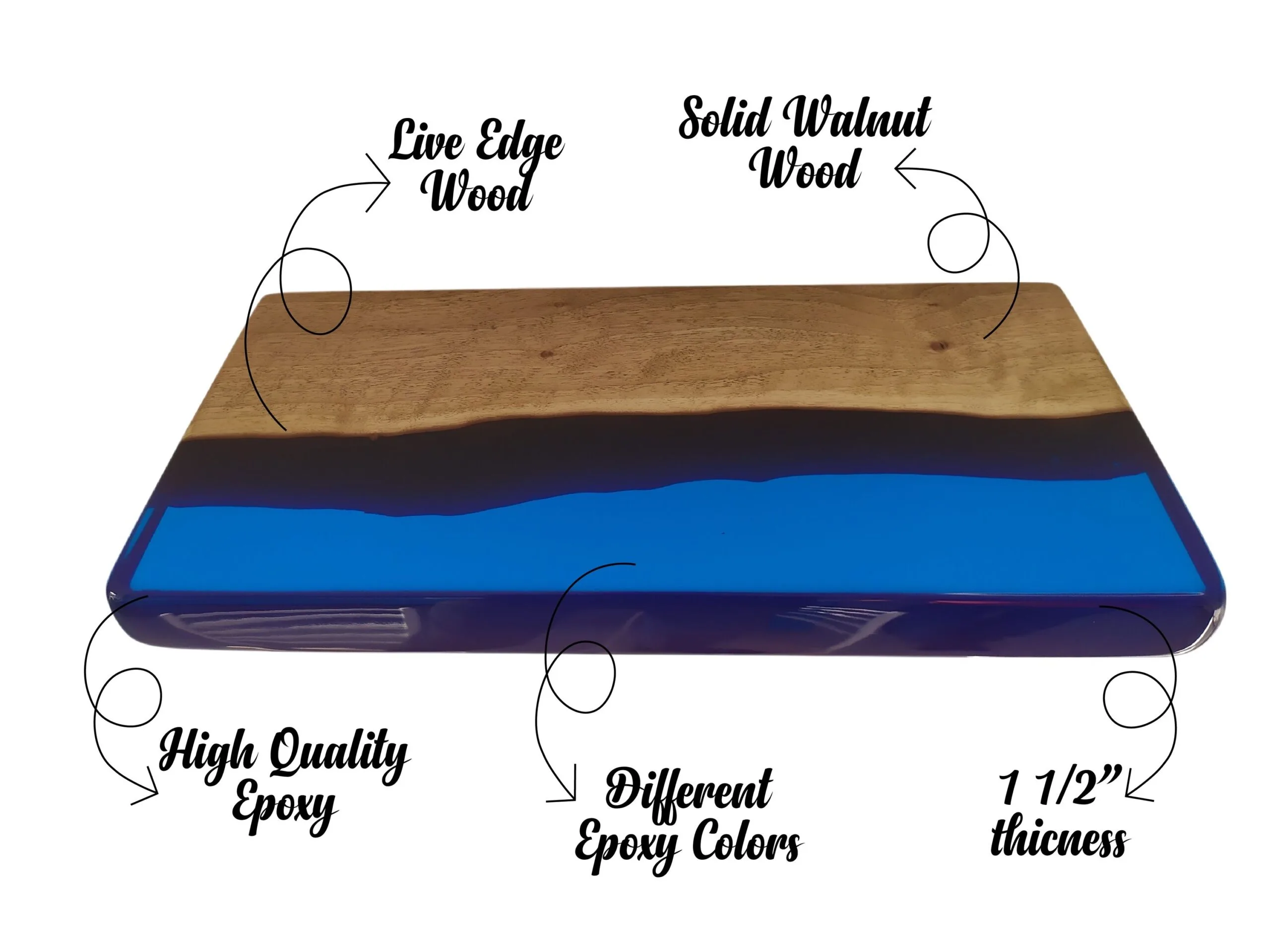Transparent epoxy walnut shelf