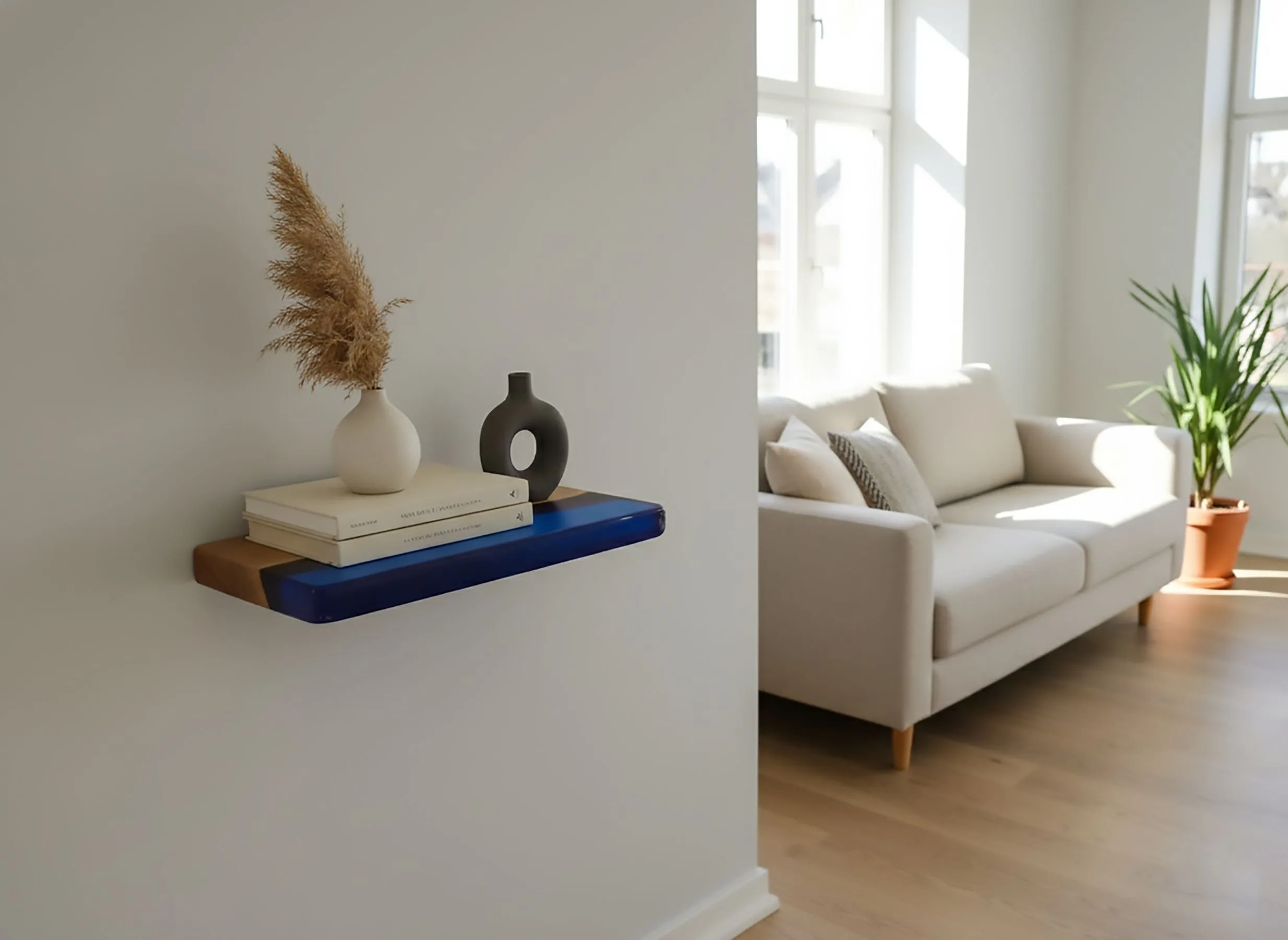 Handmade walnut wood shelf