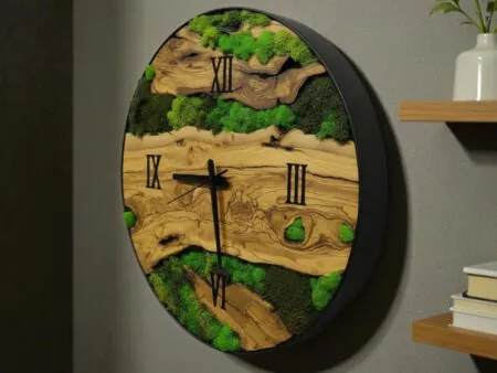 20 Inch Moss Olive Wood Wall Clock