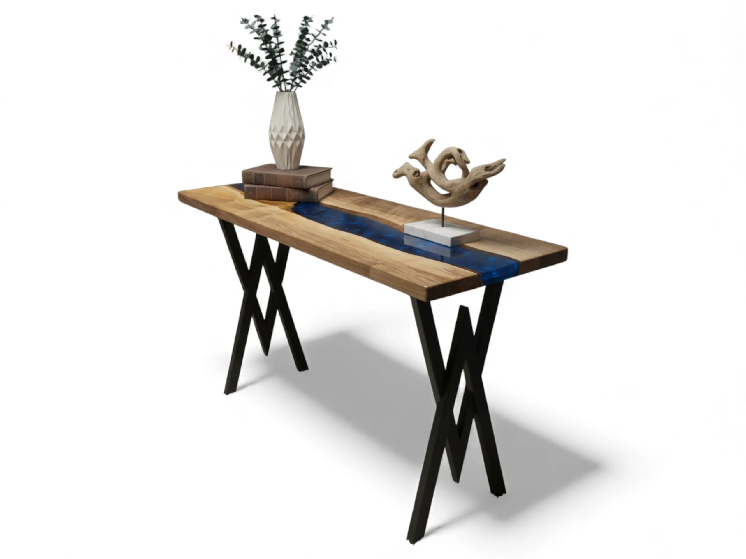 Luxury Navy Blue Epoxy Console Table – Premium Walnut Wood Elegance (2025 Edition) - Image 7