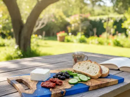 Custom Olive Wood Epoxy Cheese Board
