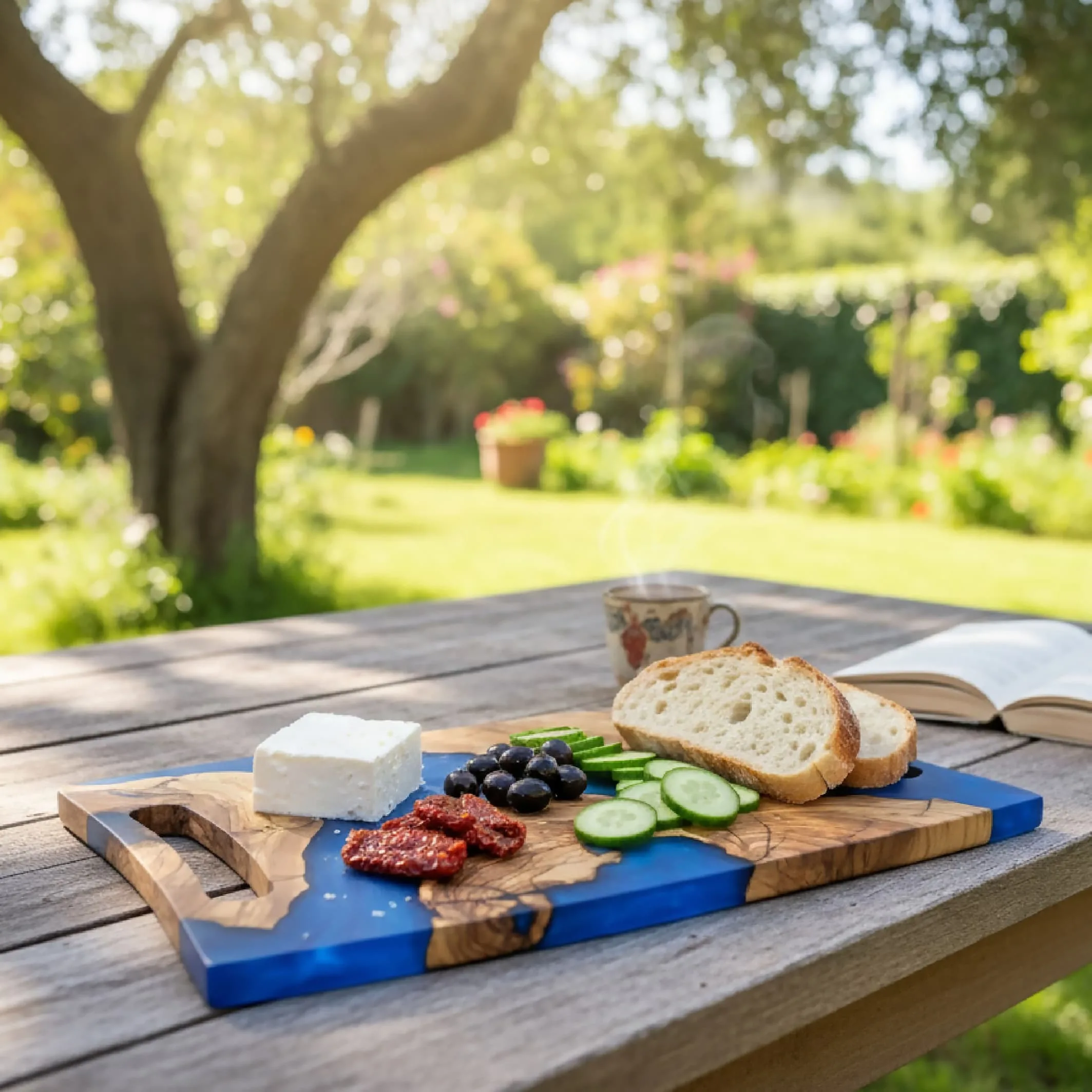 Custom Olive Wood Epoxy Cheese Board