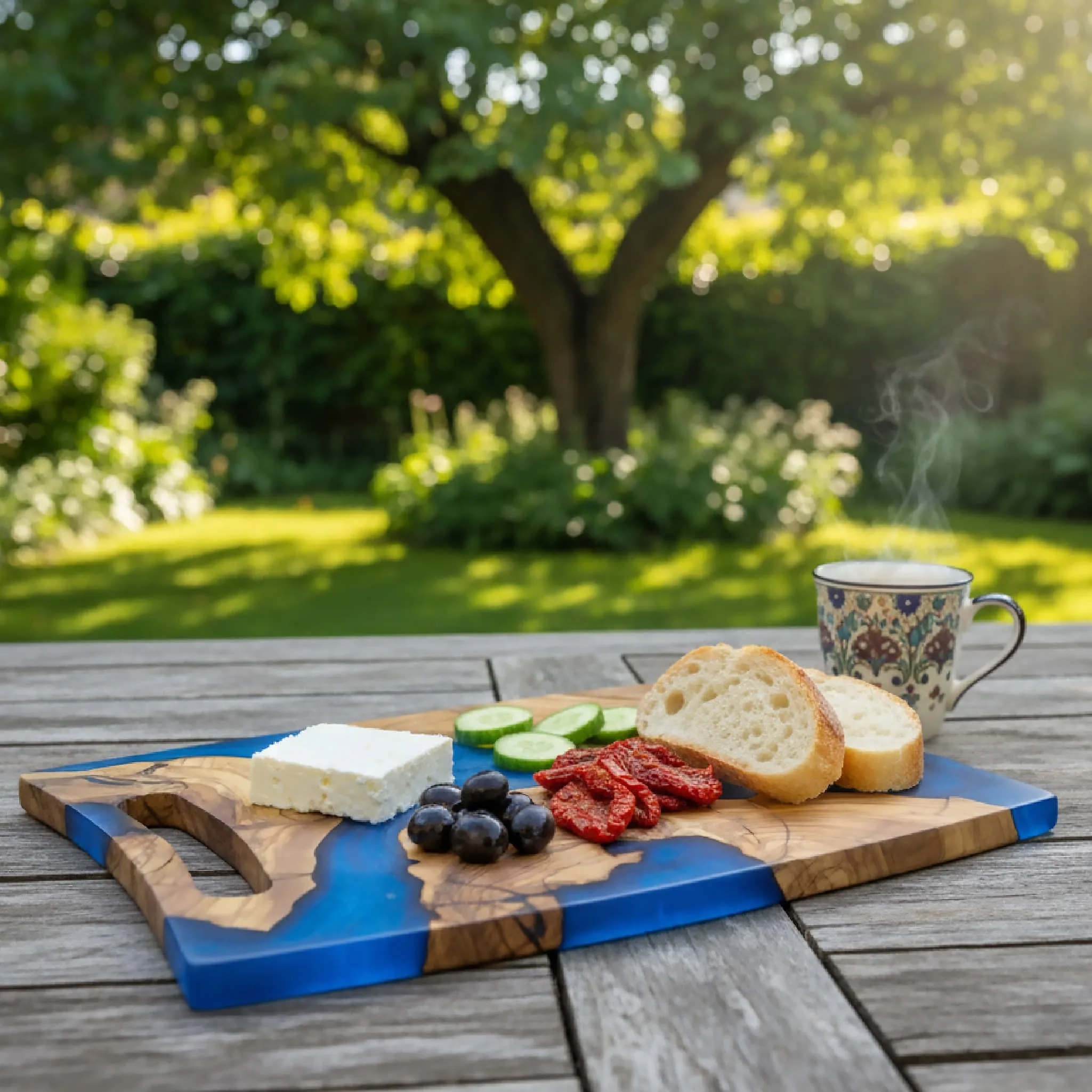 Handmade Olive Wood Epoxy Cheese Board