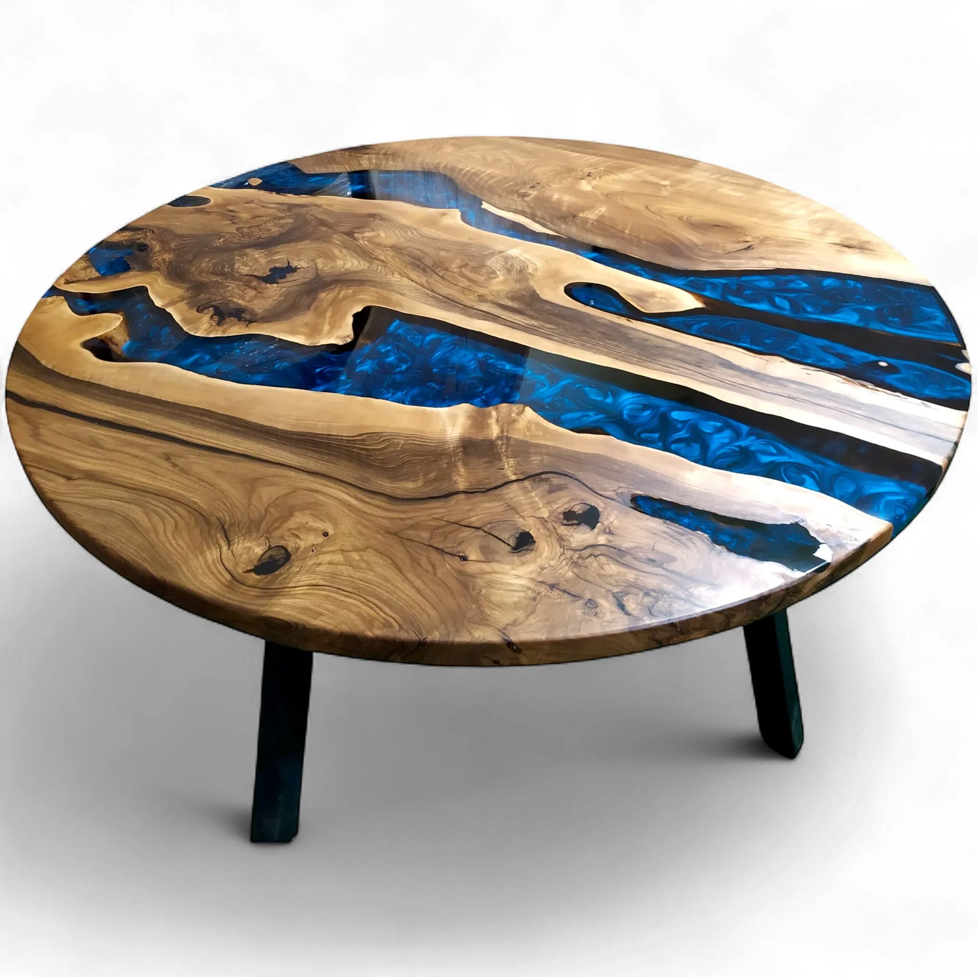 Round Blue Epoxy Resin Dining Table