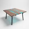 Double River Square Epoxy Table with turquoise resin