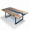 Large transparent blue epoxy dining table