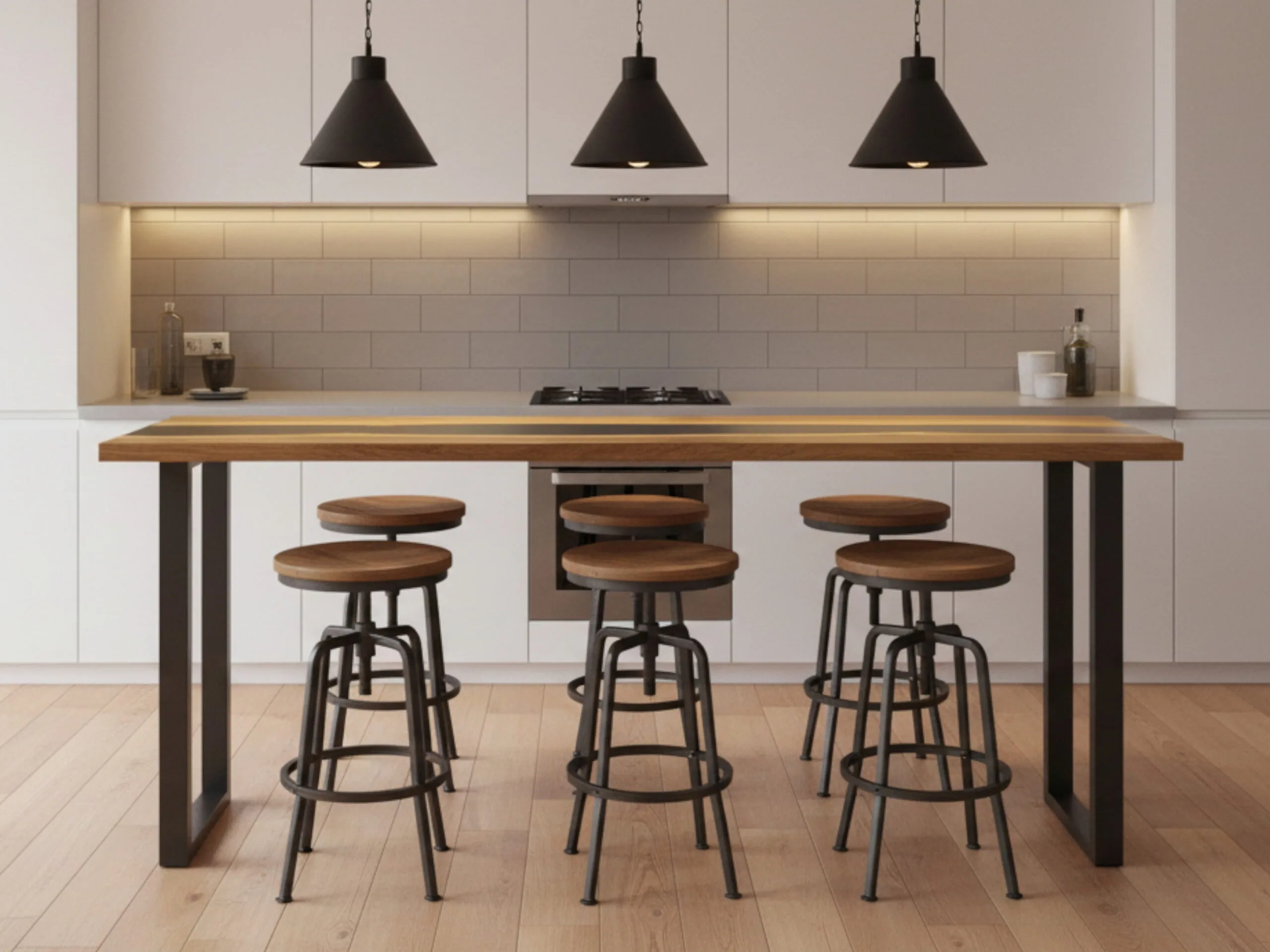 Black epoxy river table in bar height