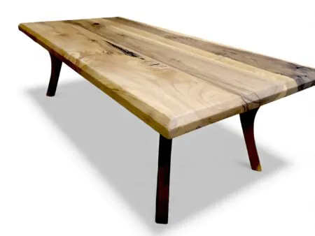 Chamfer corner detail of modern walnut wood coffee table