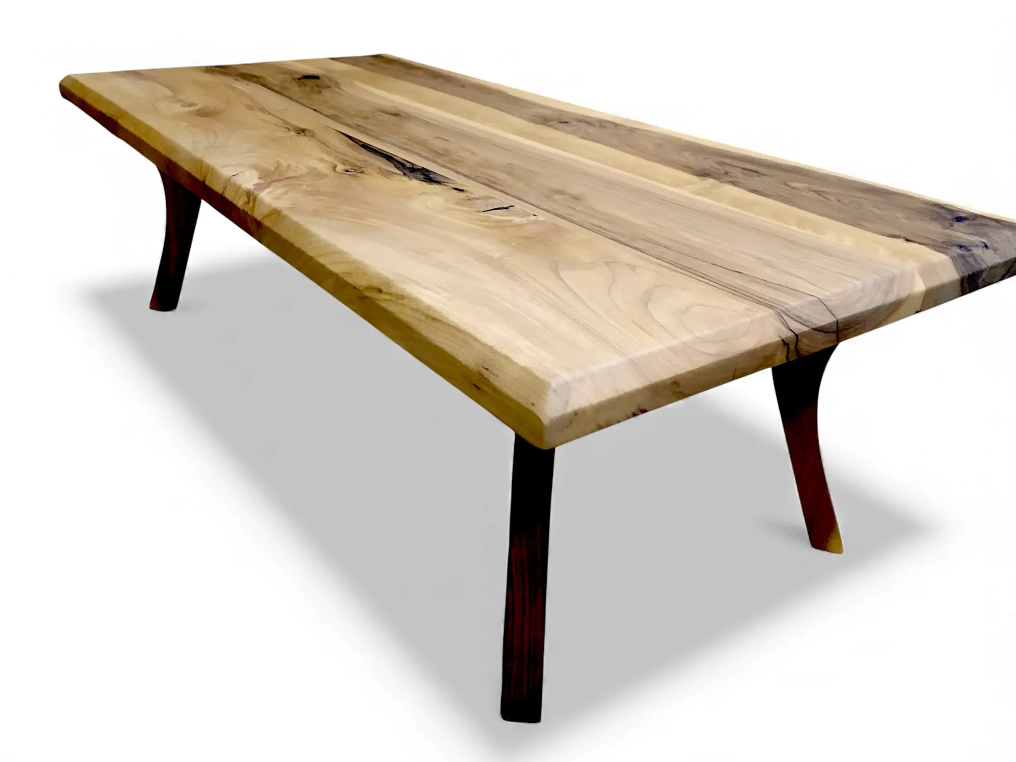 Chamfer corner detail of modern walnut wood coffee table