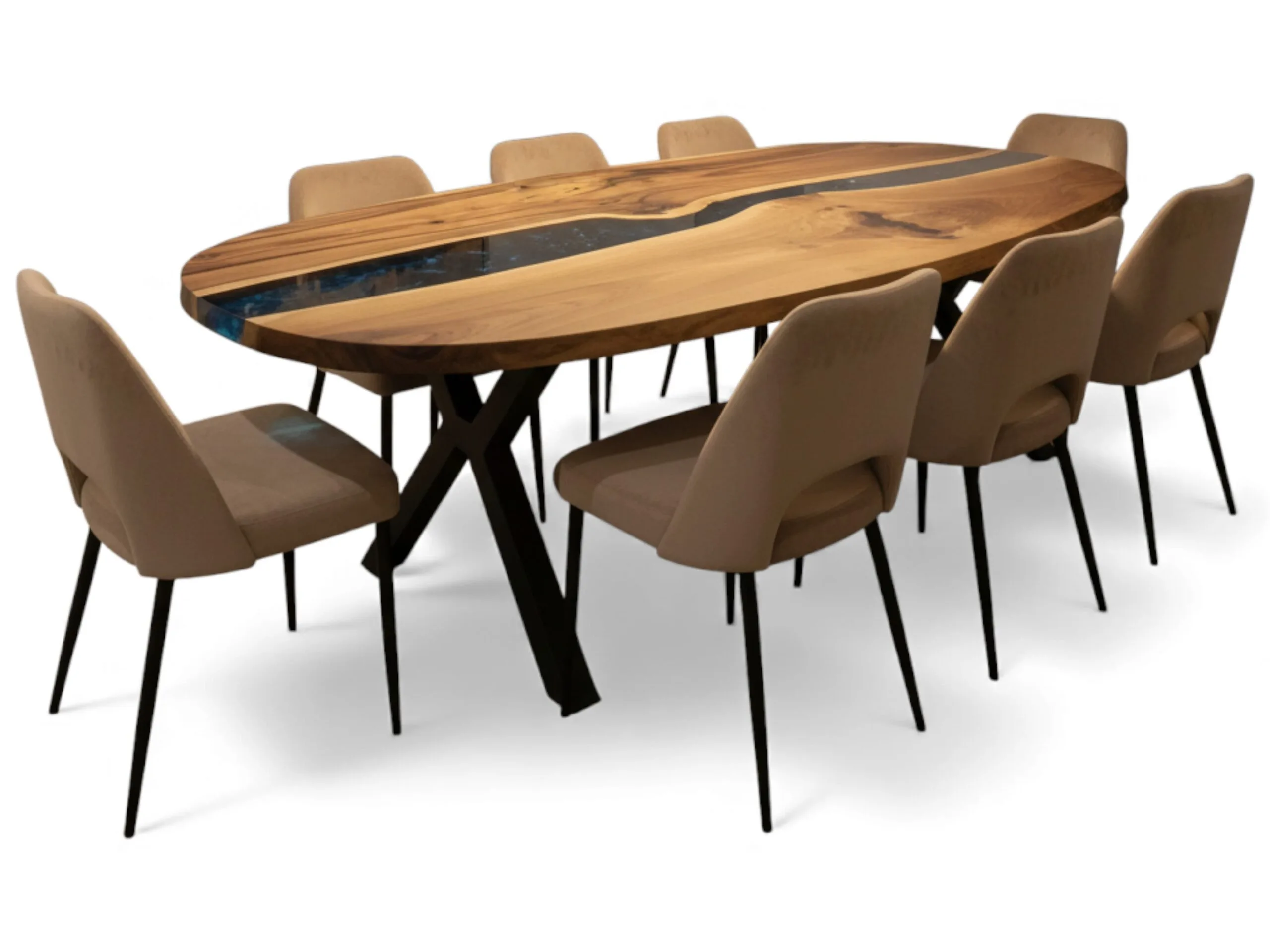 Custom oval dining table in contemporary dining room