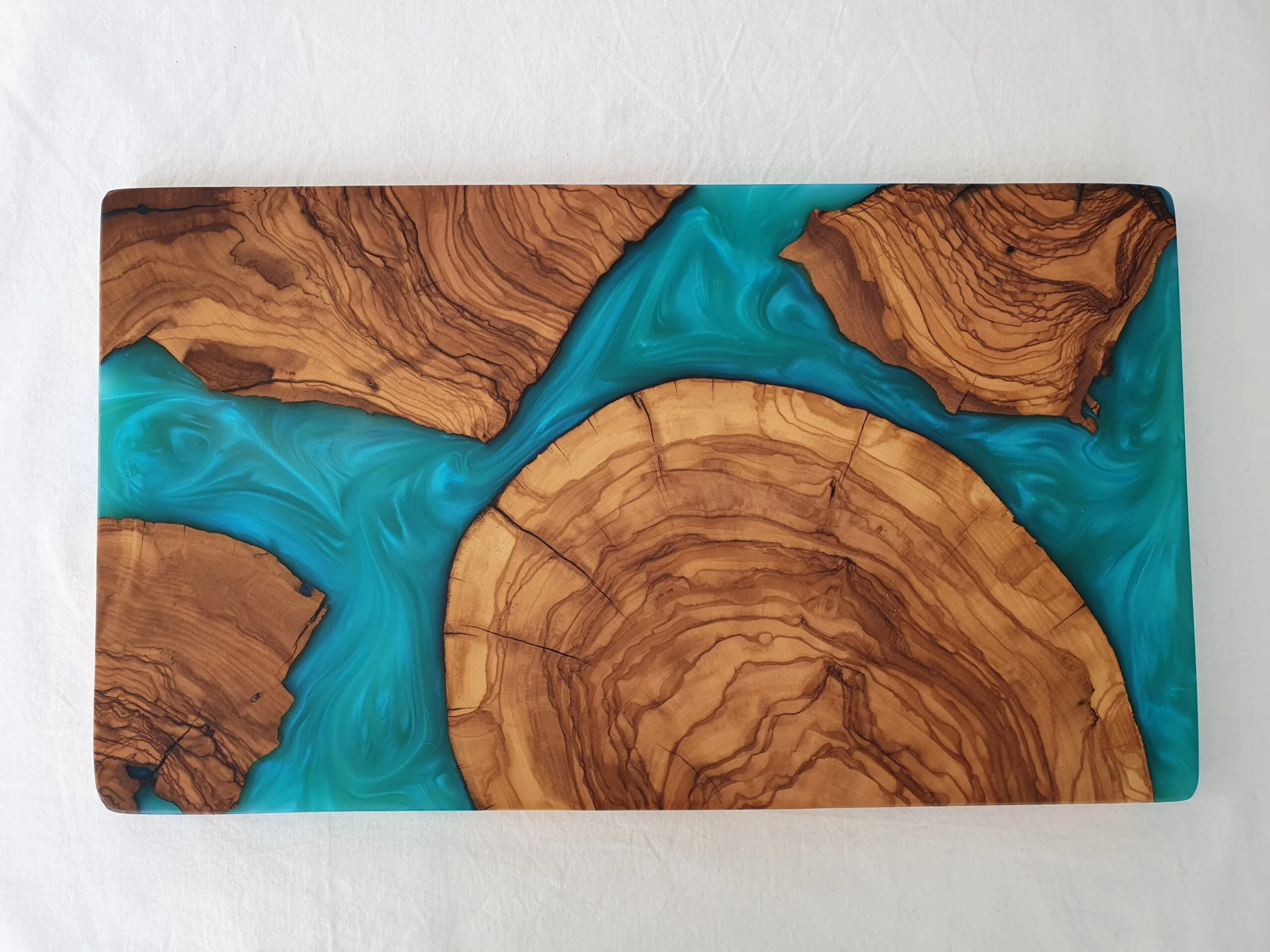 Turquoise epoxy cutting board 14x8