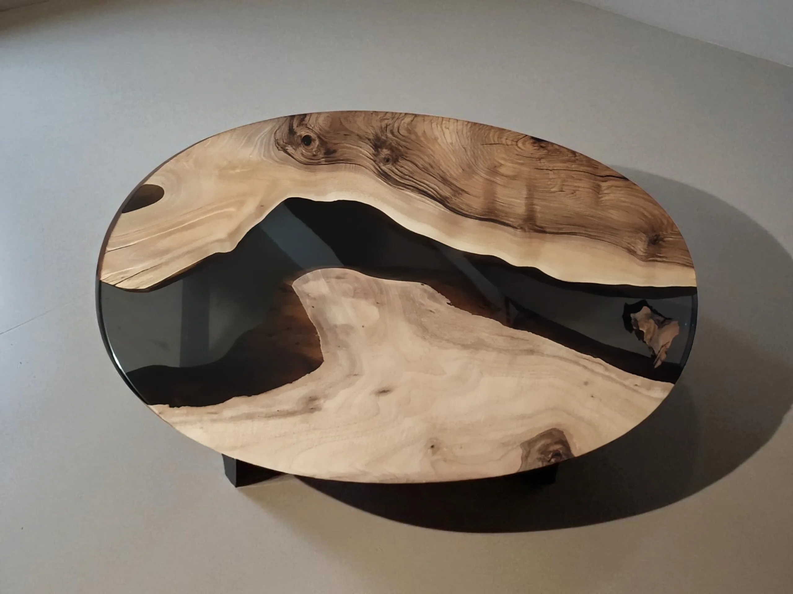oval epoxy river coffee table