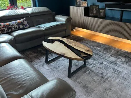 modern oval coffee table in living room