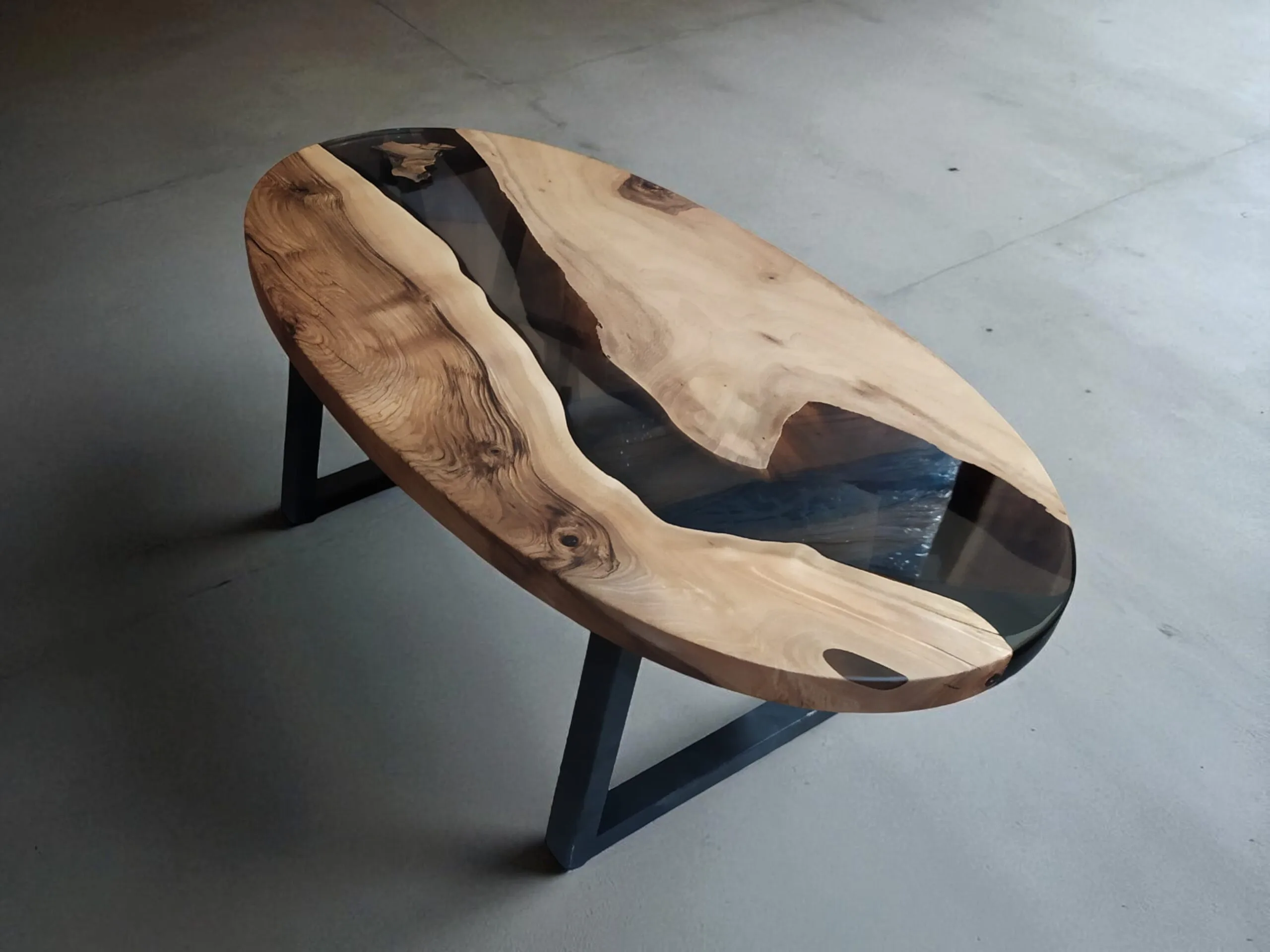 modern oval coffee table in living room