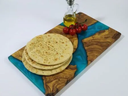 Turquoise epoxy cutting board wooden