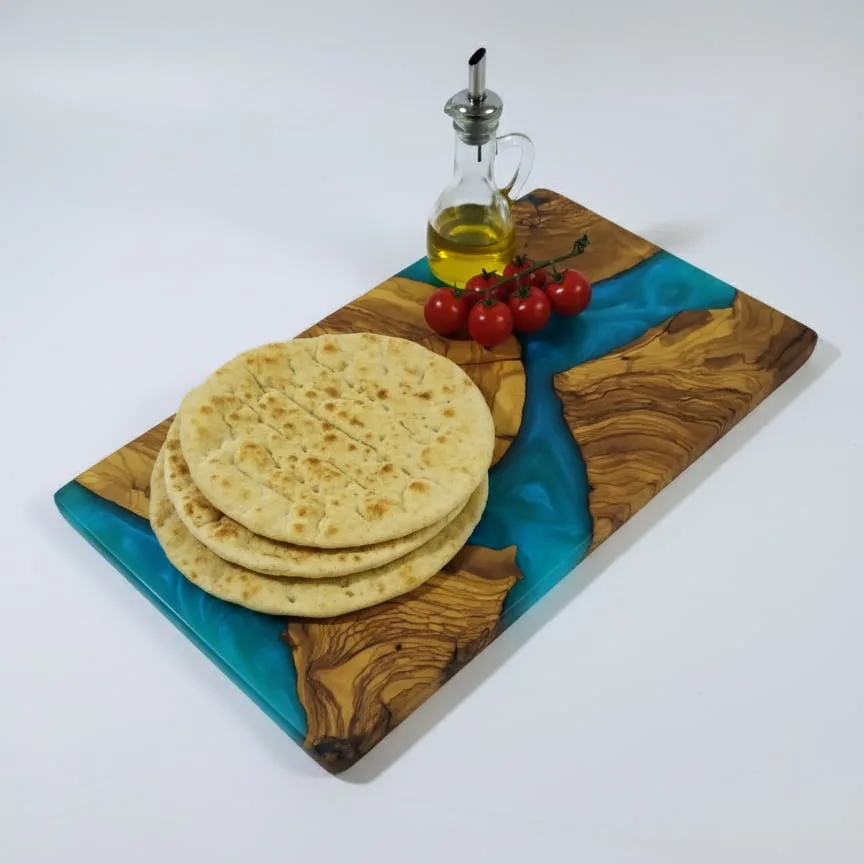 Turquoise epoxy cutting board wooden