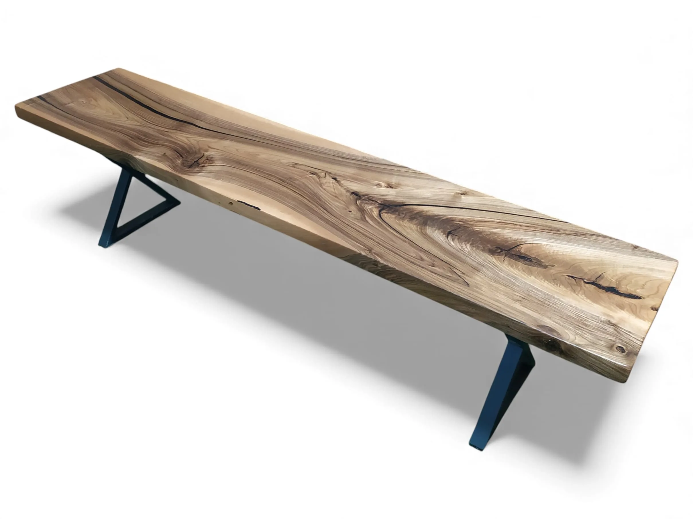 Solid walnut dining bench paired with a dining table