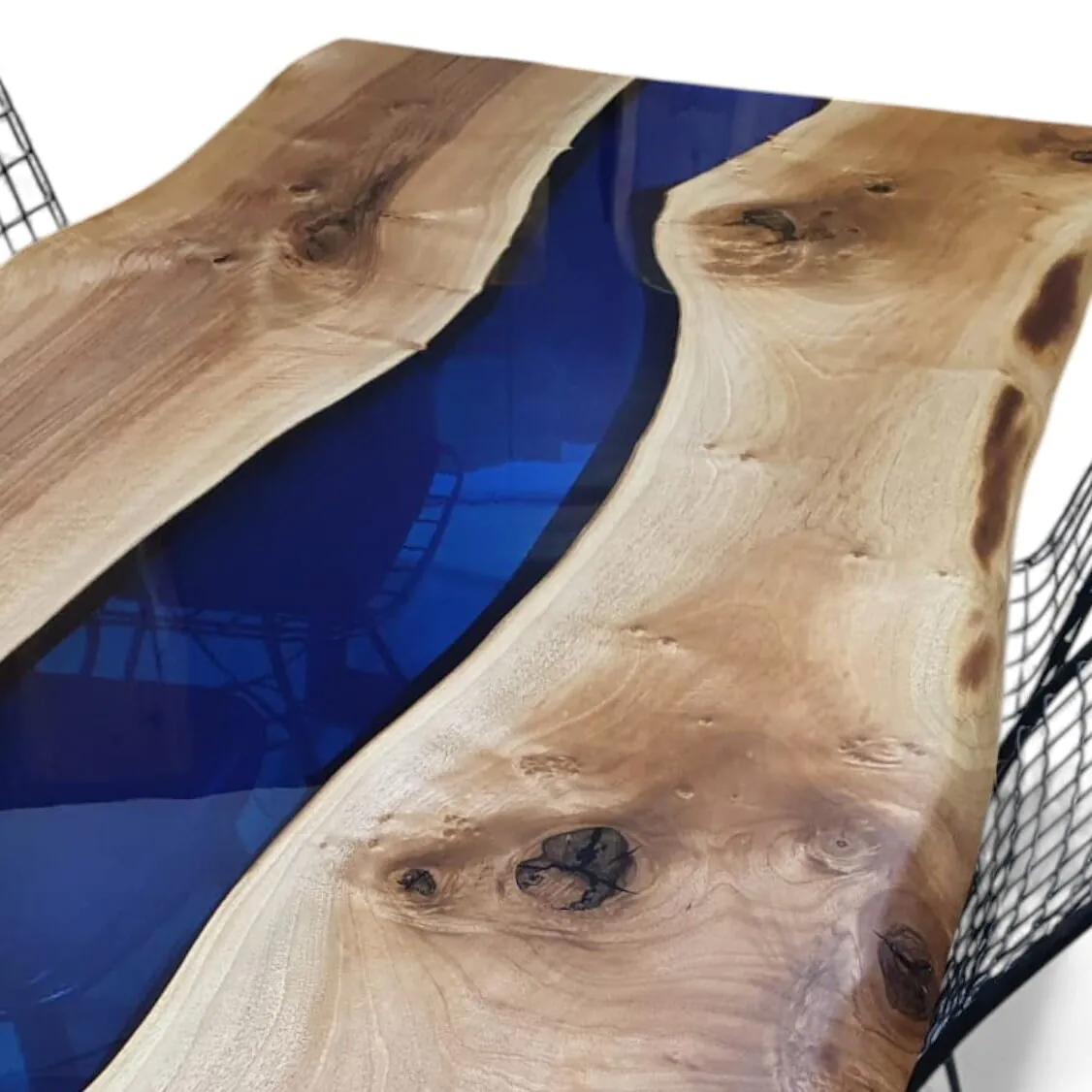 Custom size blue epoxy dining table modern design