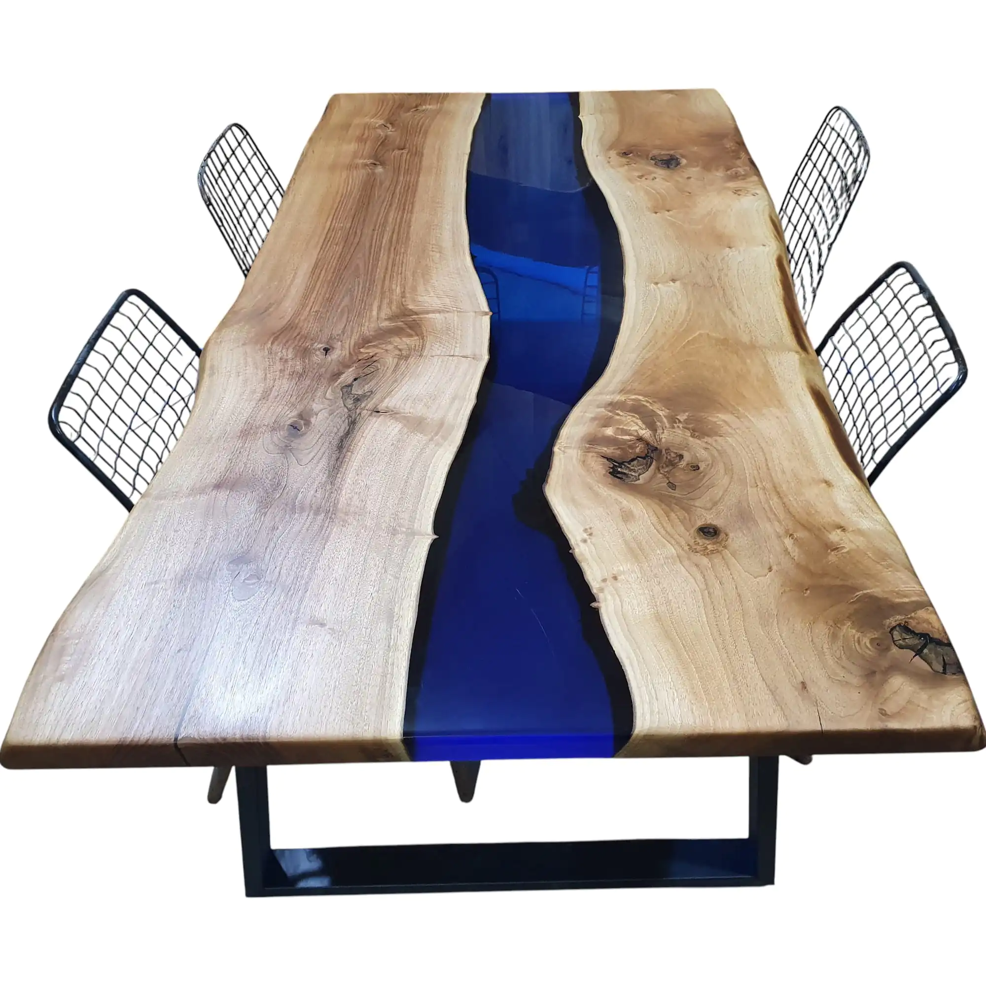 Handcrafted walnut epoxy dining table live edge