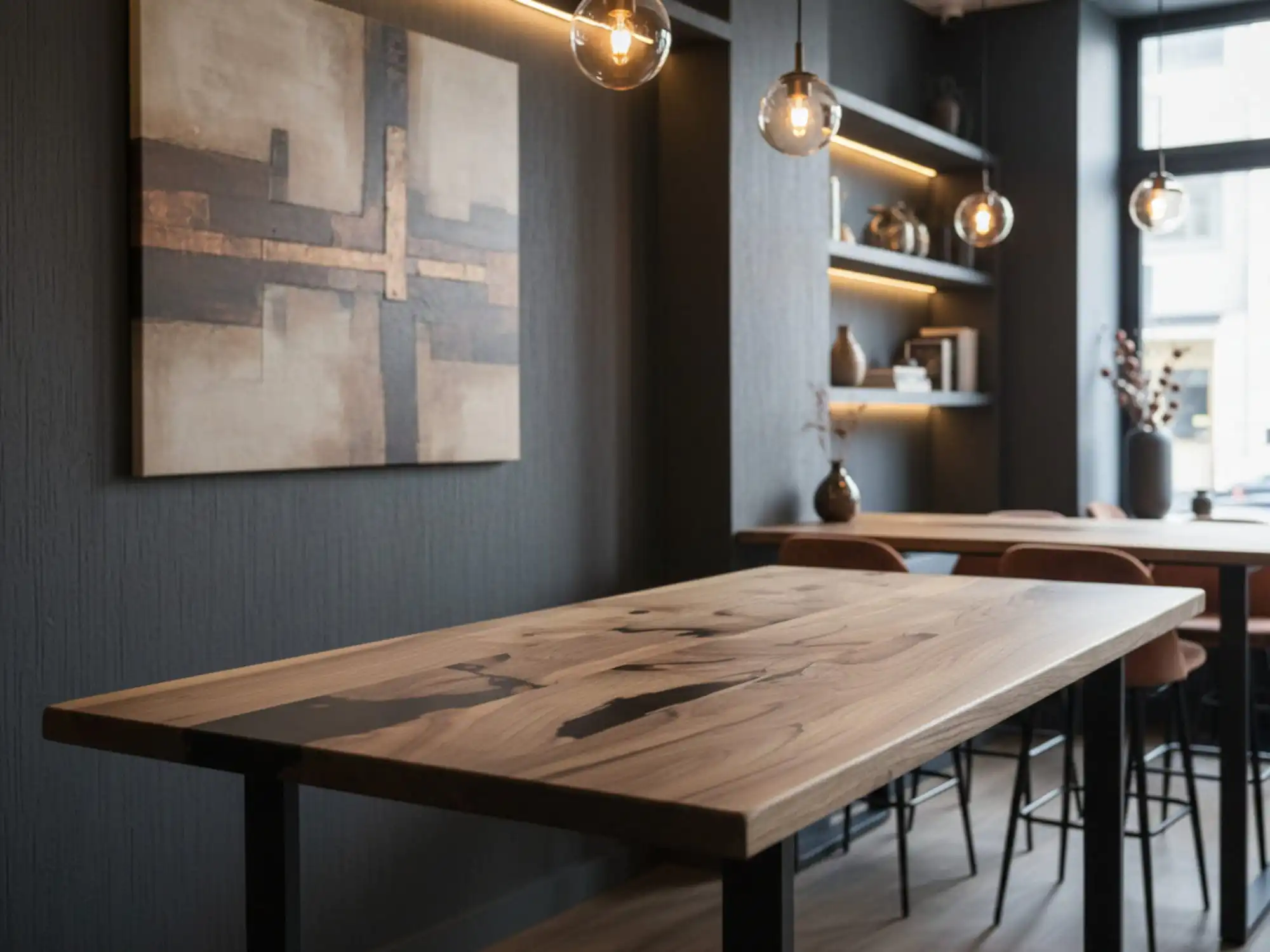 modern counter height wood table handcrafted from walnut wood