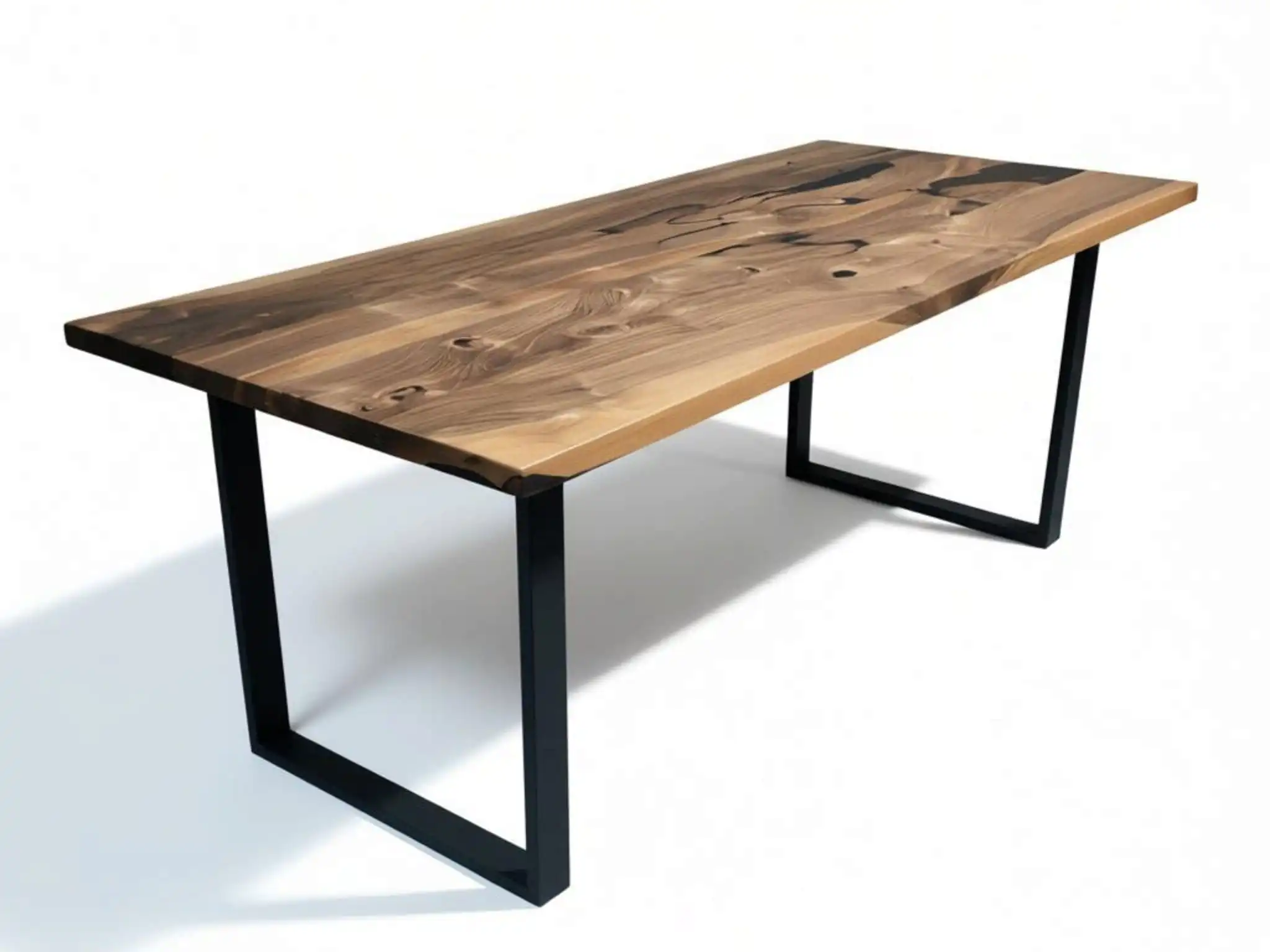 handcrafted counter height wood table with natural walnut grain