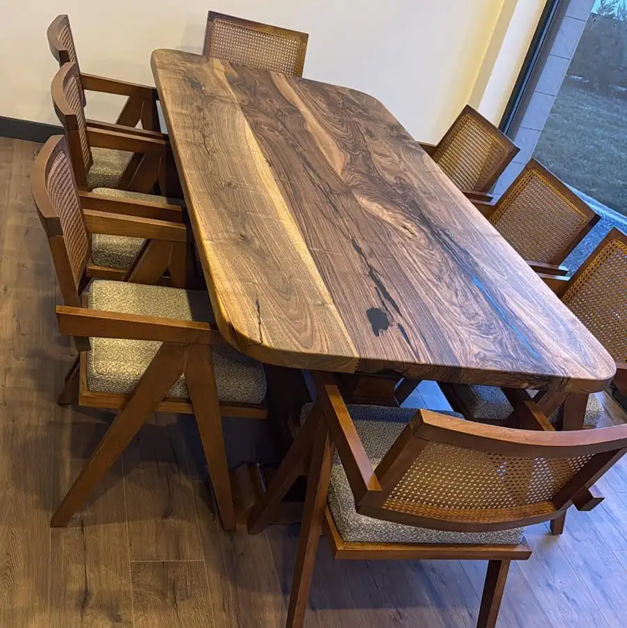 handcrafted dining table set with chairs produced in Ankara workshop