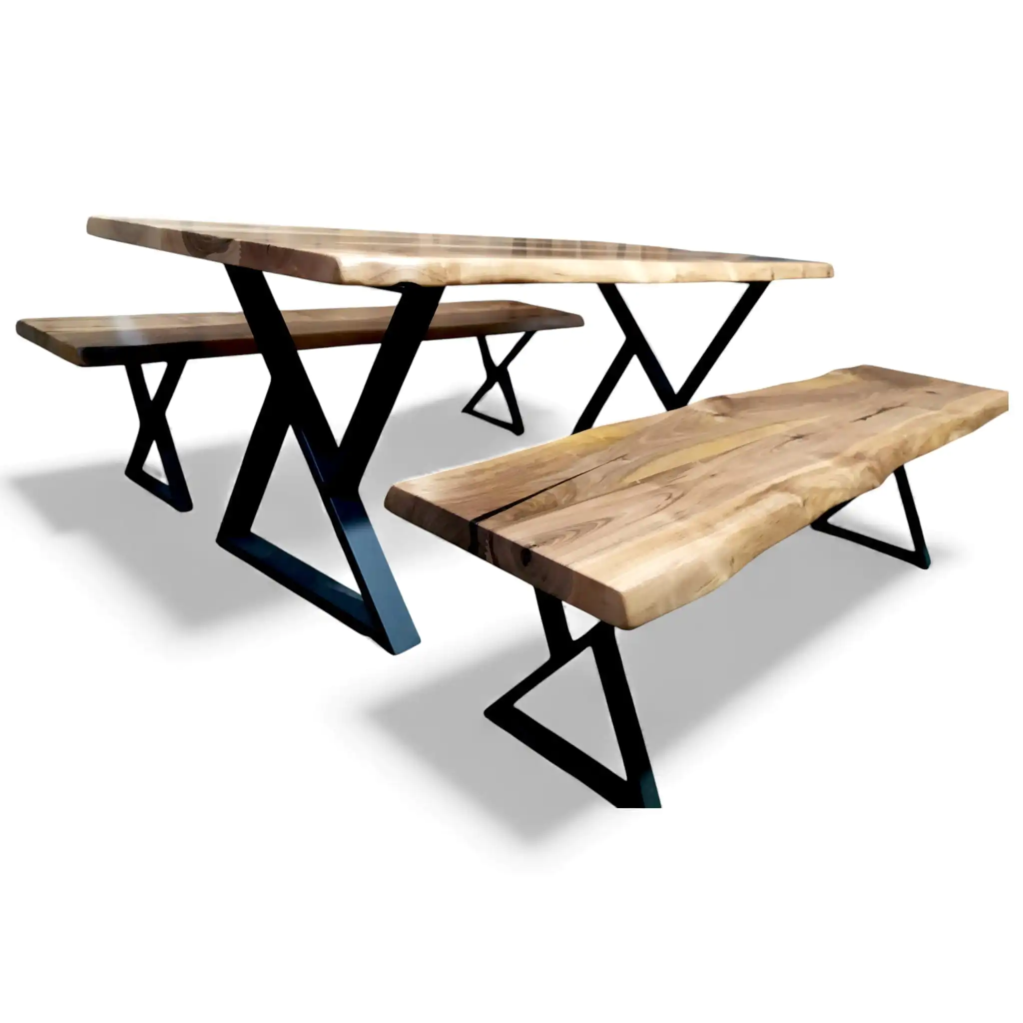 large solid wood dining table with bench custom size up to 108 inches handcrafted by WOWbyALP