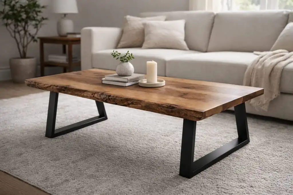 live edge walnut wood coffee table natural slab design