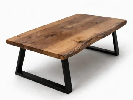 modern solid live edge walnut coffee table minimalist style