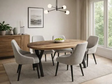 oval solid wood dining table handcrafted from hardwood in WOWbyALP workshop Ankara