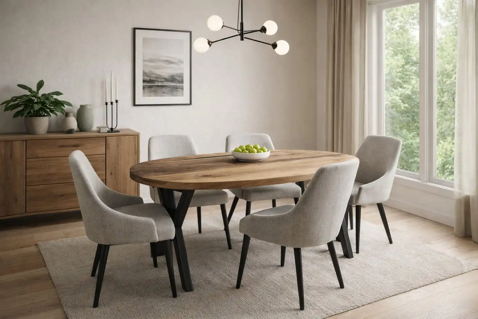 oval solid wood dining table handcrafted from hardwood in WOWbyALP workshop Ankara