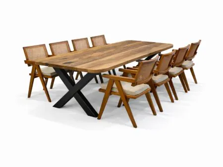 solid walnut dining table set with chairs handcrafted furniture