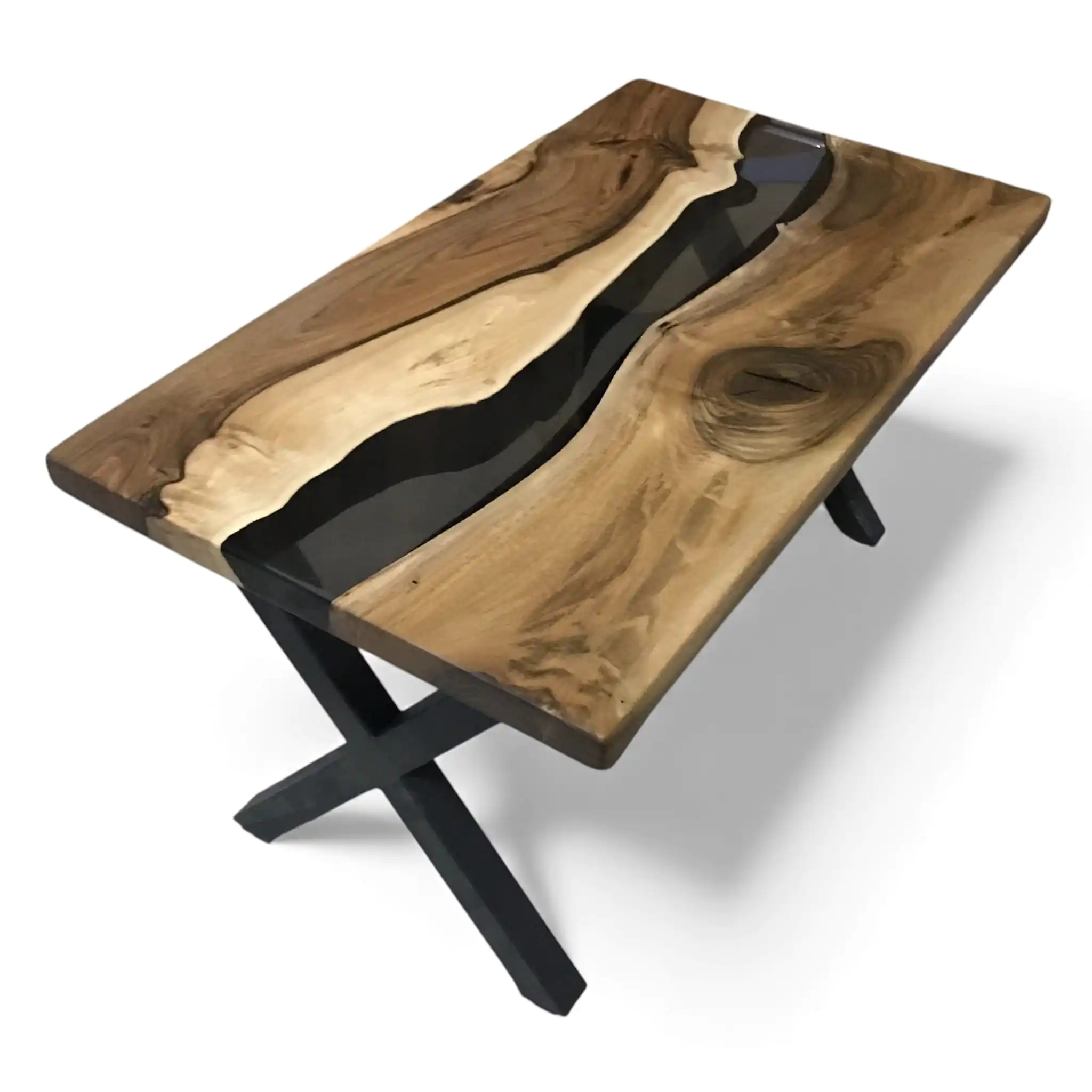 luxury transparent black epoxy coffee table handcrafted walnut furniture