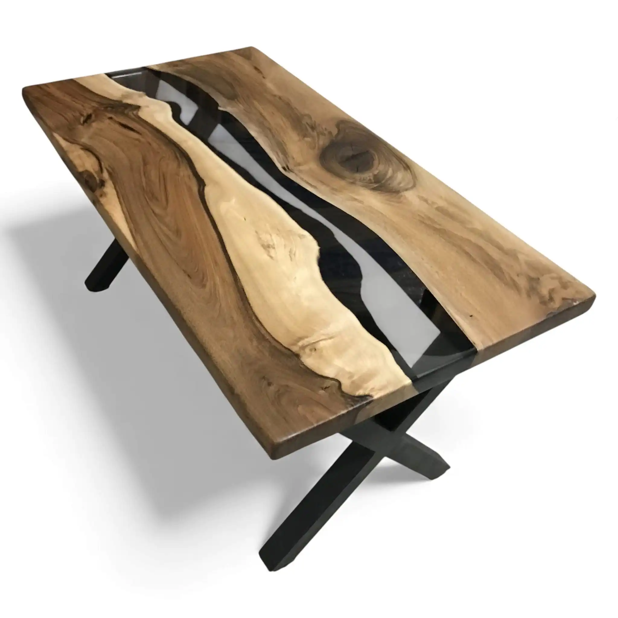 transparent black epoxy coffee table by WOWbyALP handcrafted walnut epoxy furniture
