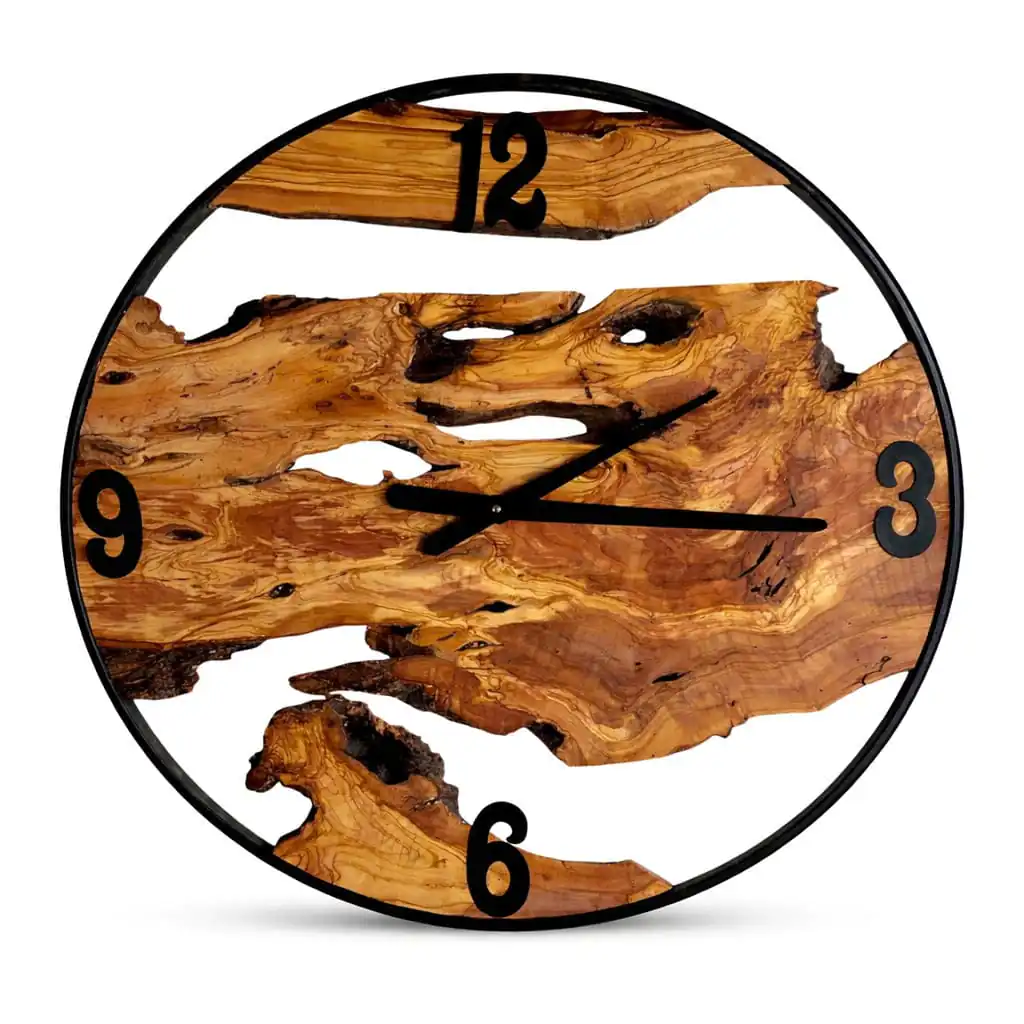 Oversized wall clock live edge natural shape