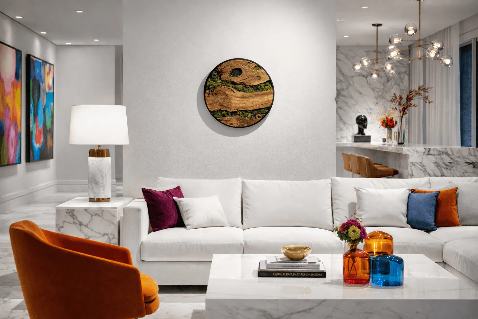 Round moss wall art interior decoration modern home