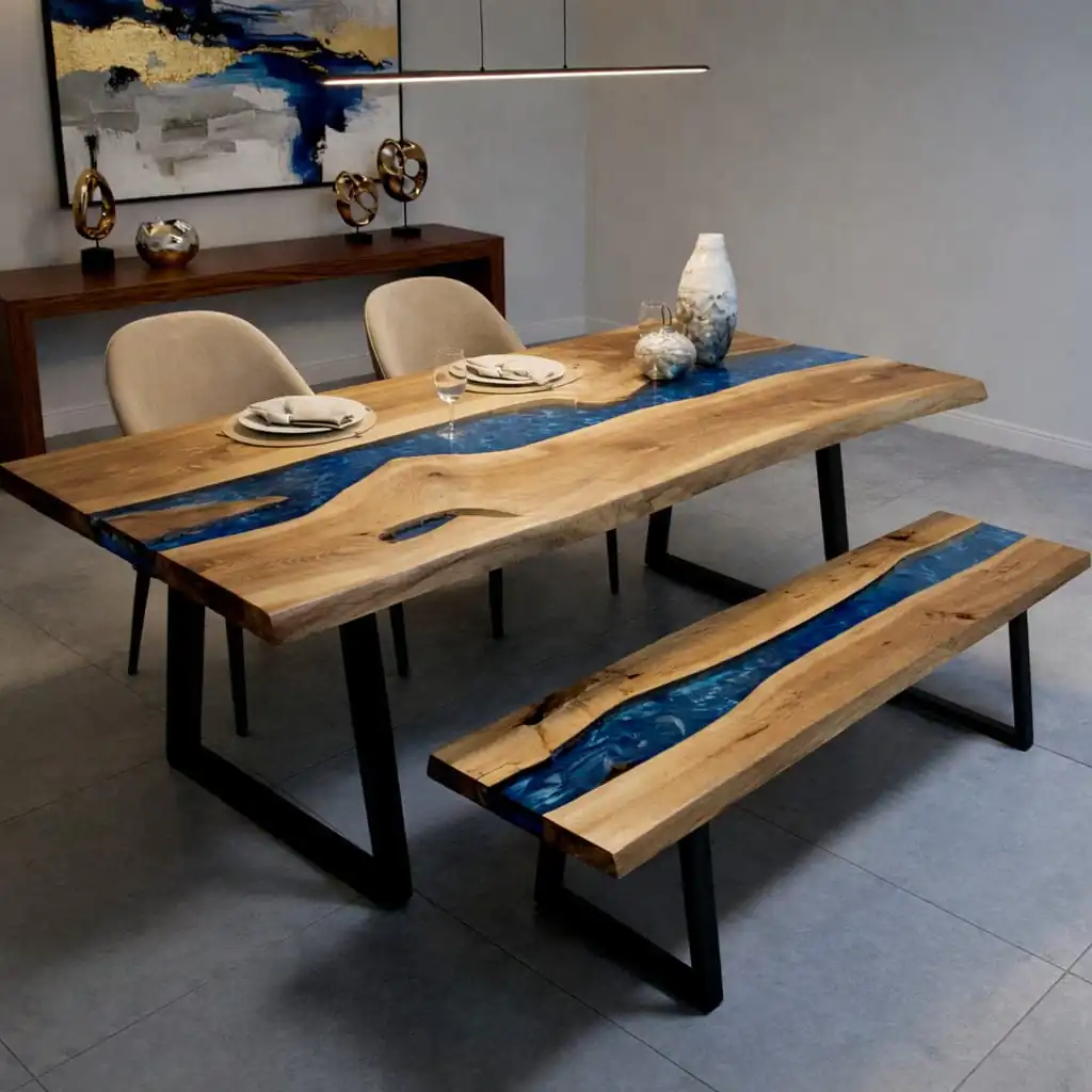 Epoxy Dining Table Set production Ankara WOWbyALP workshop