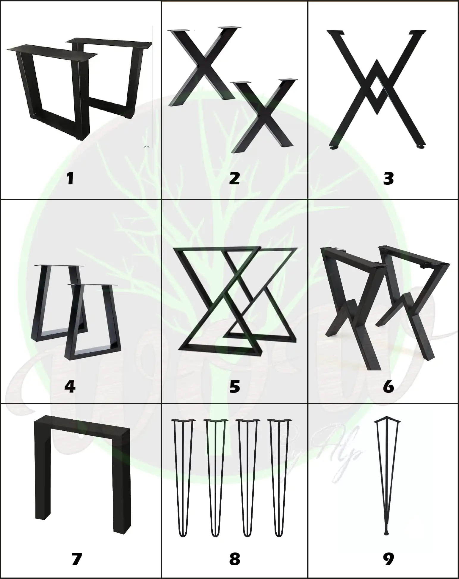 Coffee table metal leg optons